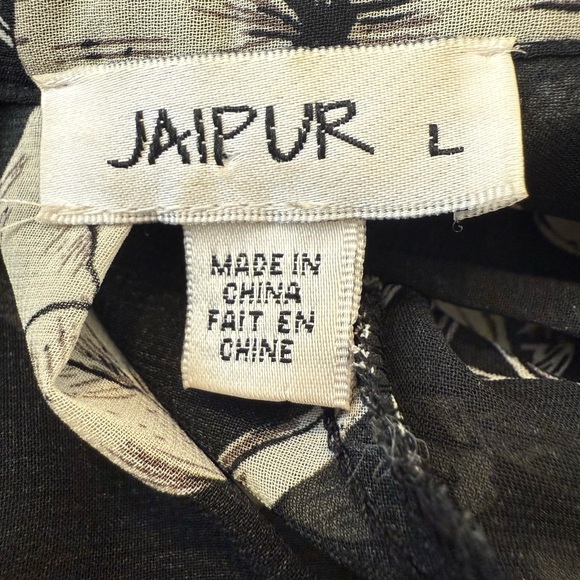 Jaipur Black and Cream Floral Sheer Tunic Top Size Large - Picture 2 of 9